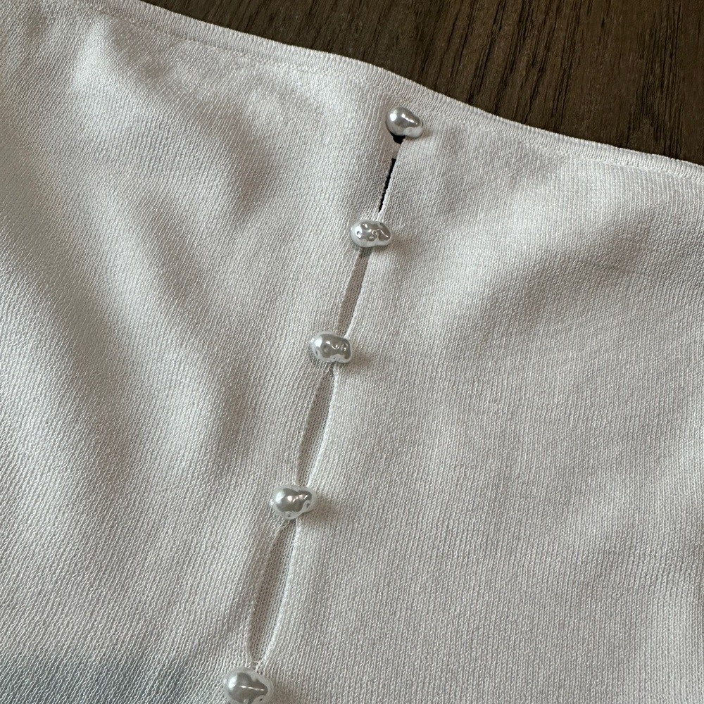Wild Fable Knit Tube Top with Faux Pearls Size Small White - Picture 3 of 10